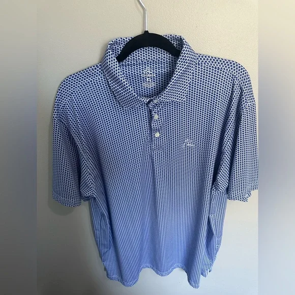 RHOBACK TEXAS STATE LOGO ALL OVER PRINT FLAG Mens XL Golf Polo Shirt Blue - Picture 1 of 4